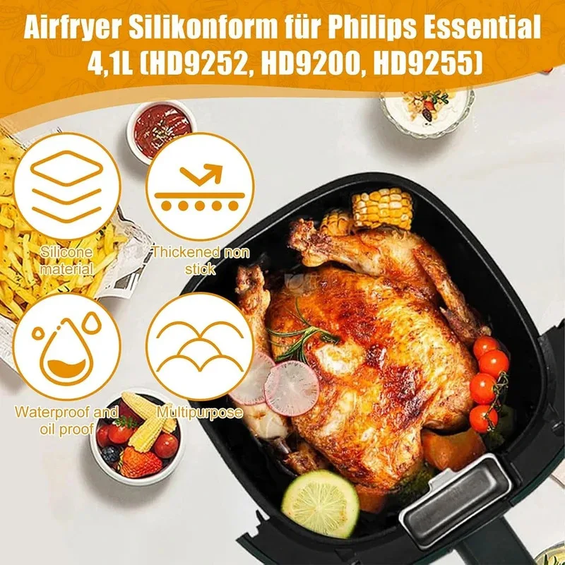 Air fryer mould silicone for Philips HD9252 HD9200 HD9255 4-5L airfryer accessories