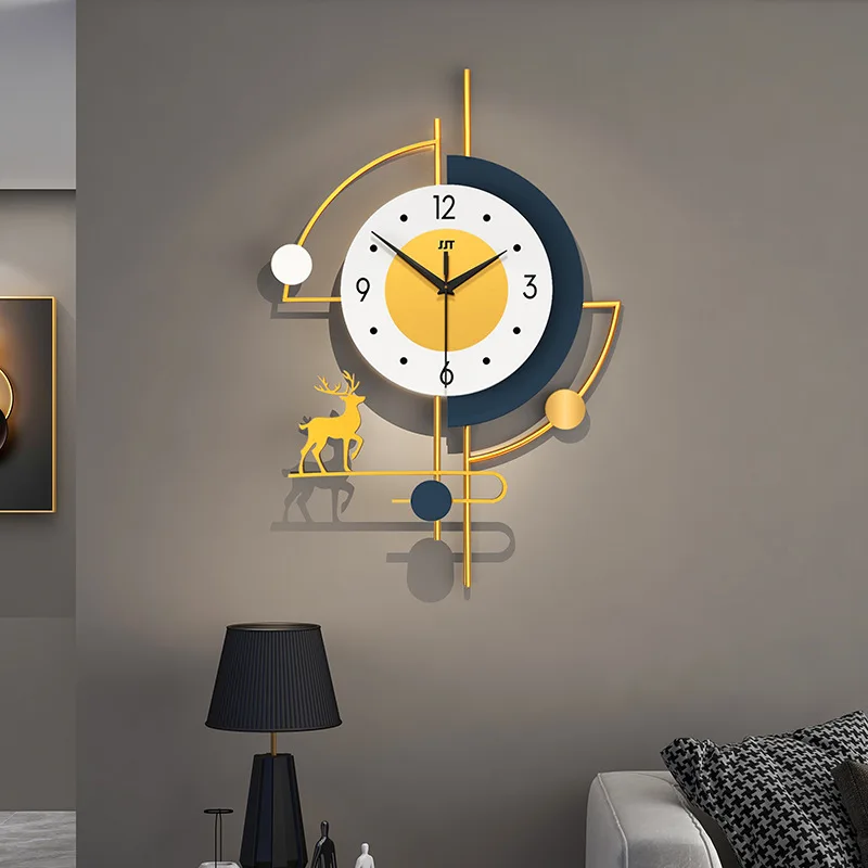 

Nordic Creativity Mute Metal Clock Deer Wall Clocks Luxury Silent Digital Modern Design Big Size Horloge Murale Home Decoration