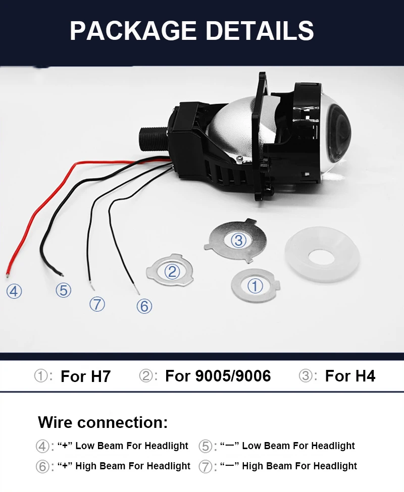 รูปสินค้า เลนส์โปรเจคเตอร์ Bi-LED สำหรับไฟหน้า Hella 120W ขนาด 3 นิ้ว 2 ชิ้น