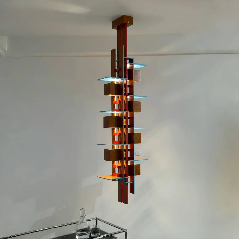 Japanese Solid Wood Pendant Light Frank Lloyd Wright Taliesin Ceiling Lamp for Villa Living Room Dining Room Art Chandelier