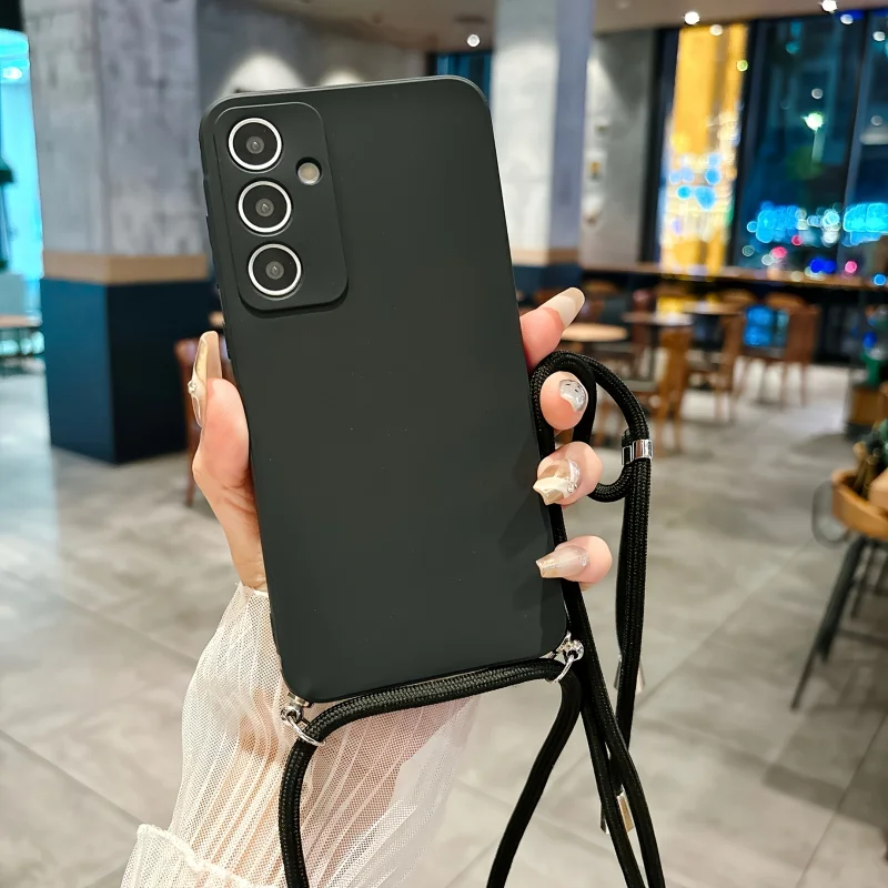 Sleek Matte Solid Color Crossbody Strap Phone Case with Metal Buckle