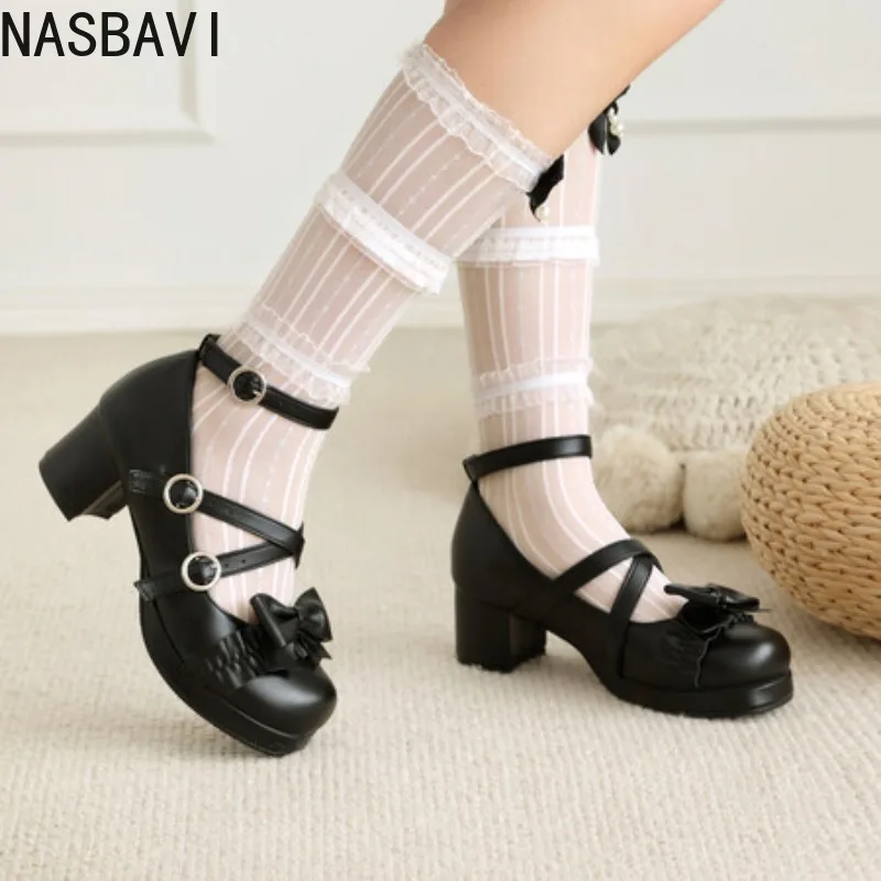 Donna Lolita Mary Jane Vernice Pumps Bowknot