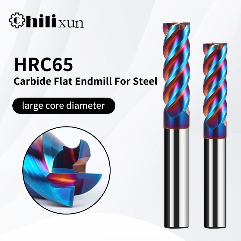 

HILIXUN 4 Flutes HRC65 Carbide End Mill CNC Cutting Tools Alloy Carbide Milling EndMills Tungsten Steel Milling Cutter Фрезер