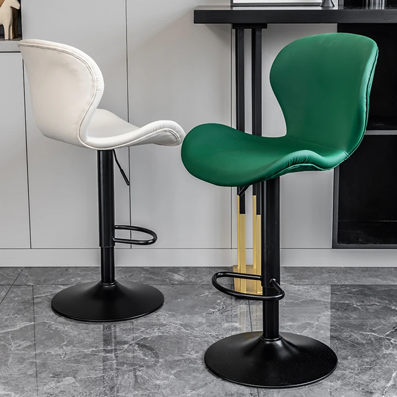 

Designer Luxury Nordic Bar Stools Counter Make Up Foot Leather Office Bar Stools Retro Vanity Sgabello Cucina Alto Furniture