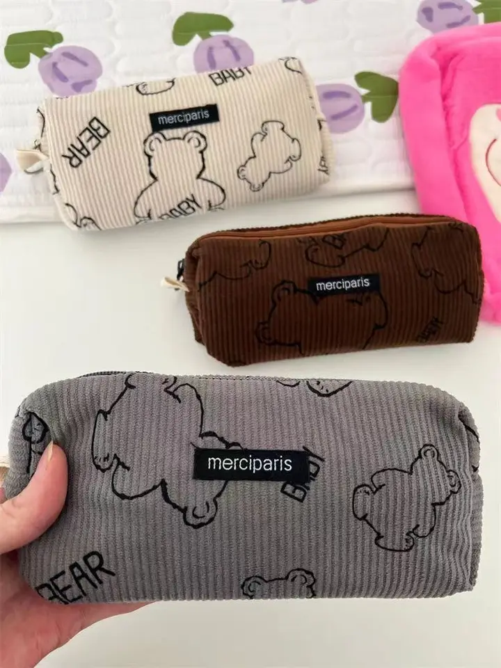Set di 3 astucci per matite con fiocco, borsa per il