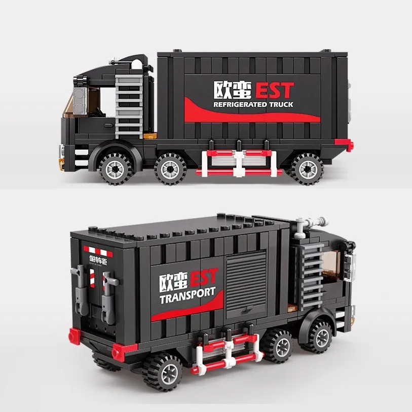 Blocco Di Costruzione Dell'Automobile Del Camion Del Camion Del Treno Delle Merci Di Plastica Dell'Abs Con 2 Mini Giocattolo Della Figura Di Azione