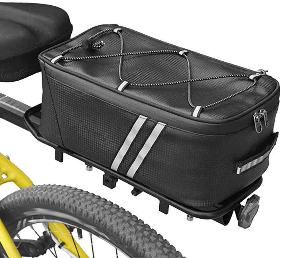 

8L Larger Ebike Trunk Bag Bike Reflective Trunk Bags Rear Rack Bag With Rain Cover Dustproof Sand Water Rain Snow For Bicycle