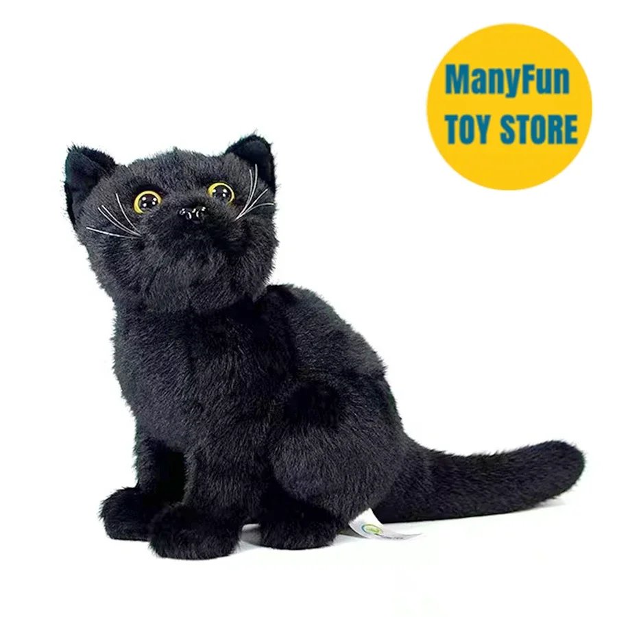 Black Cat High Fidelity Anime Cute Plushie Black Panther Plush Toys Lifelike Animals Simulation Stuffed Doll Kawai Toy Gifts Kid 3