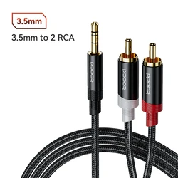 Premium Audio Splitter Cable - 3.5mm Jack to Dual RCA for Superior Sound Quality (Black)