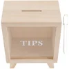 Wooden Piggy Bank Unbreakable Money Saving Box Clear Tip Receiving Coffee Shop Decor 1 Set Portable Bank Storage 3