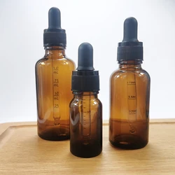 Dropper Bottles With Measure Pipet 5ml-100ml Reagent Eye Drop Amber Glass Aromatherapy Liquid Scale Jar Refillable Bottles