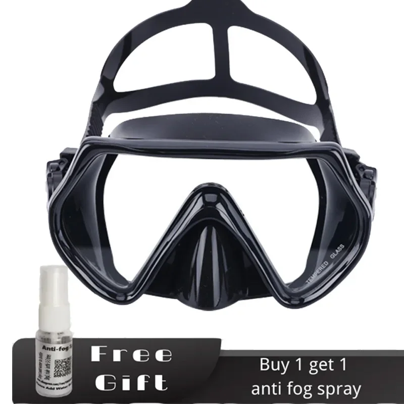 Adult  Free Diving Mask Single Lens with Tempered Glass Lenses,HD Wide View, Antifog Spray,Black,Camouflage 2