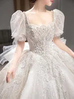  Luxury Wedding Dresses Shiny Big Beading Ball Gown With Long Train Bridal Dress Custom Made  Size Vestido De Noiva Customized 1