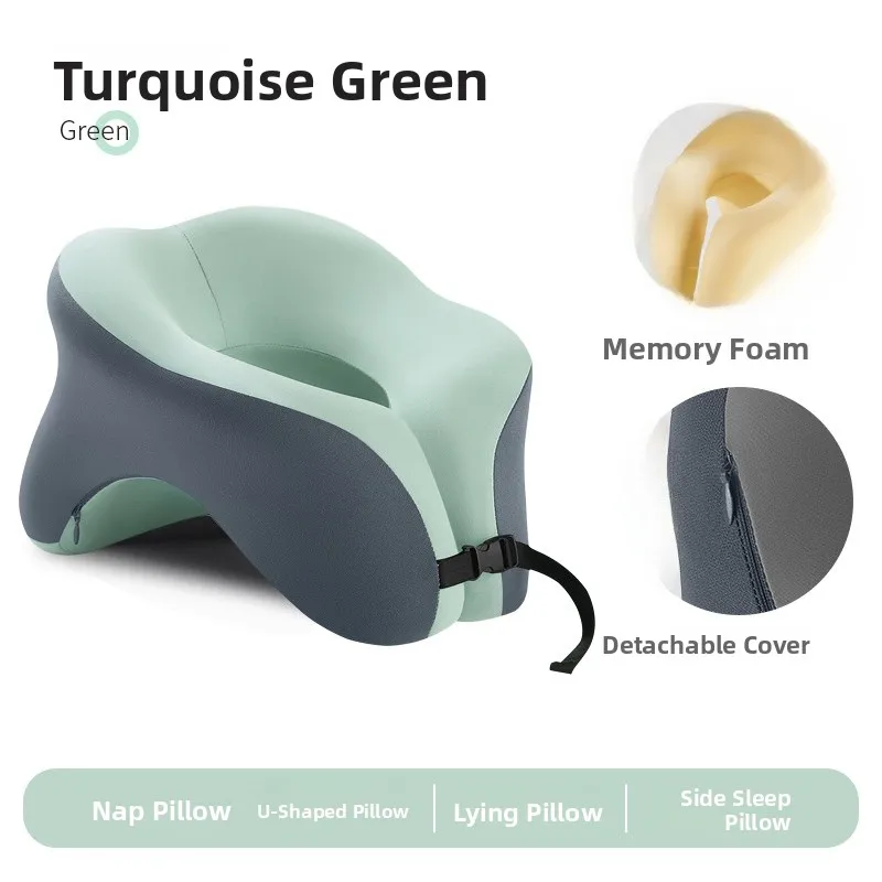 Traveiro de Viagem Portátil em Es de Memória em Forma de U, Traveiro Multifuncional para Escritório, Traveiro pa...