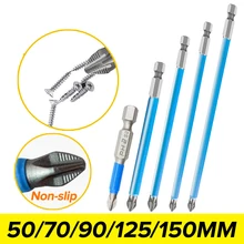 

14pcs 25-150mm Non Slip Batch Head Magnetic 1/4 Inch Hex Shank S2 High Alloy Steel Magnet Striped Head Screwdriver Drill Bits