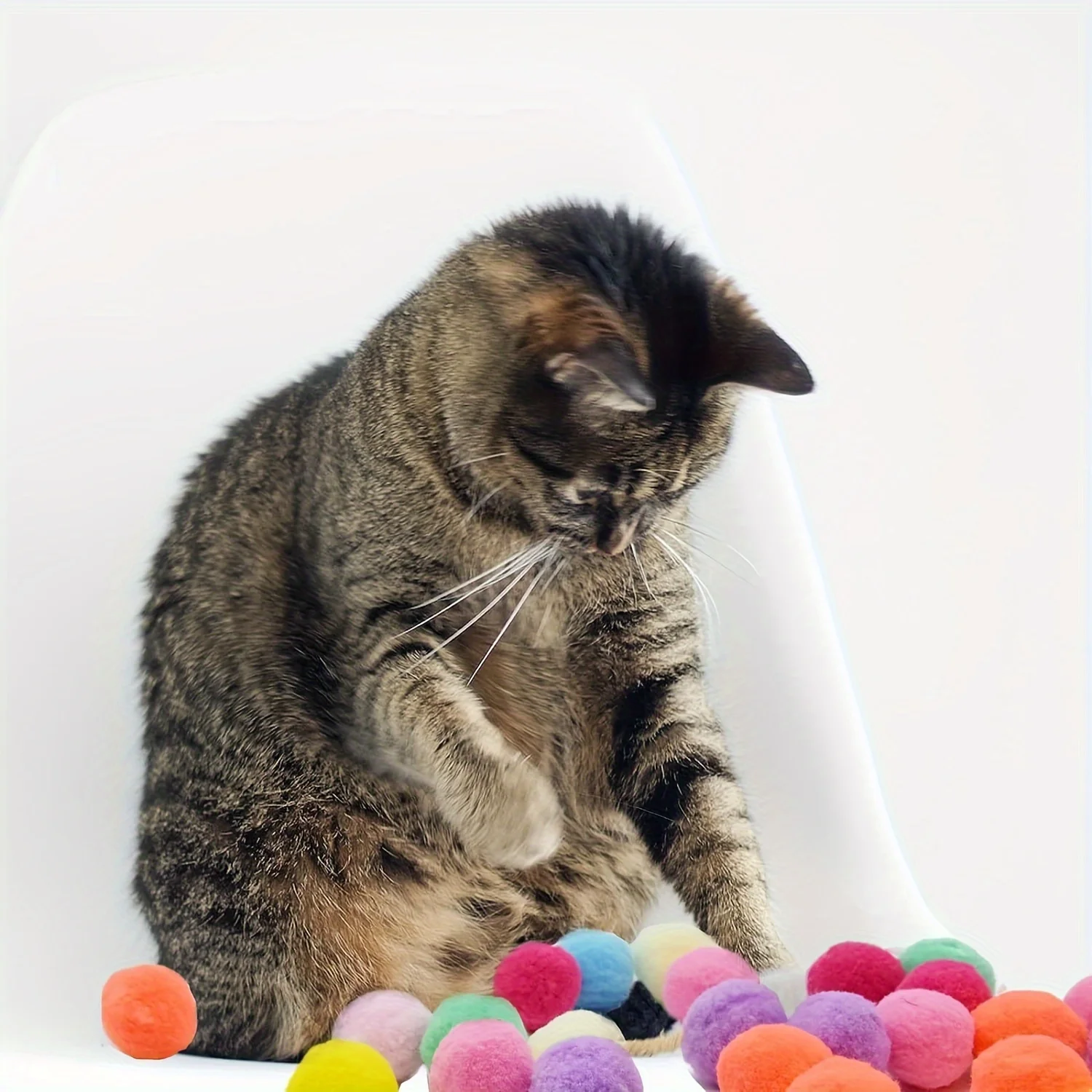 20/50/100pcs Cat Toy Hair Ball Launcher Boring Toy High Elastic Hair Ball Bite Resistant Cat Pet Ball Set