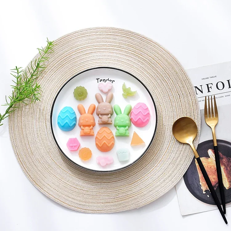 3D Easter Silicone Mold Rabbit Colored Egg Chocolate Cake Mold Holiday Animal Decoration Baking Tools Soap Molds for Soap Making