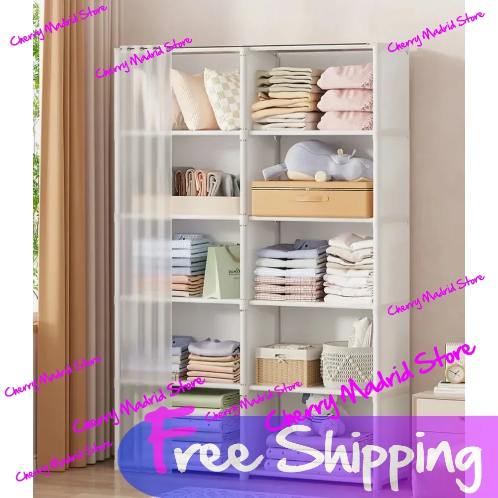 Description Picture 2 of itemMultipurpose Storage Cabinet Dustproof Wardrobe Simple Modular Curtain Multifunctional Bedroom Furniture Closet Organizer Rack