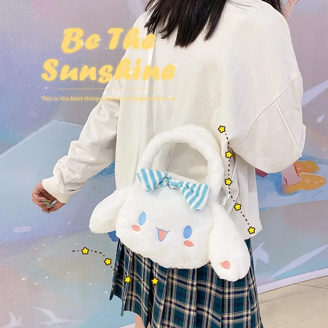 Sanrio Plush Bag Cinnamoroll Stuffed Animals Plushie Backpacks for Girls Kawaii Anime Stuffed Handbag Cute Soft Toy for Children 5