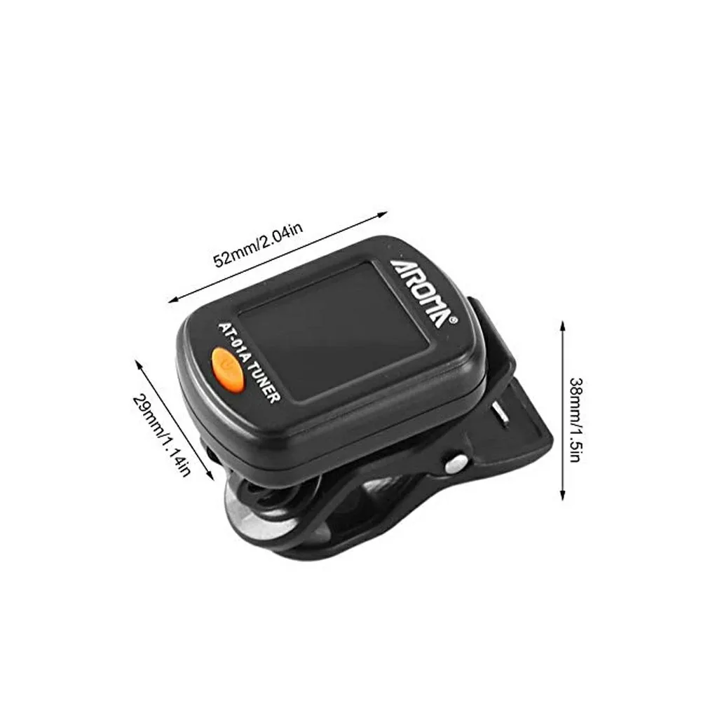 Guitar Tuner AROMA AT-01A/101 Foldable Rotatable Clip-on for Bass Ukulele Guitar