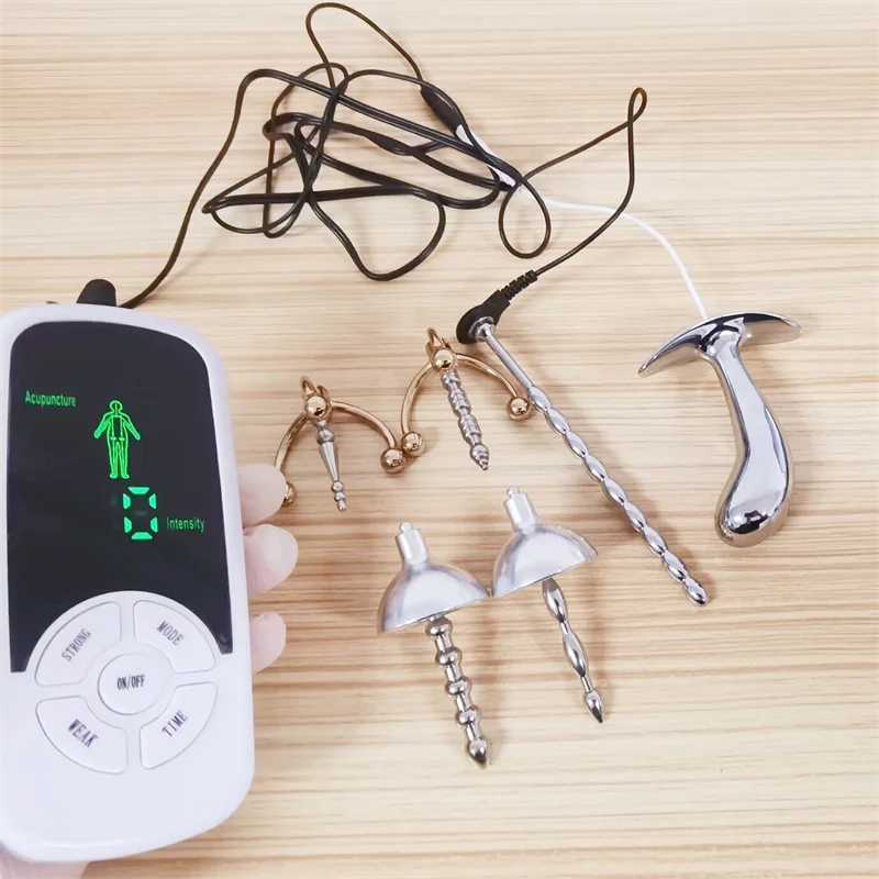 6 Modes Electric Shock Metal Penis Plug Urethral Dilator Sounding Anal Bead Massage Adult Games Sex Toys for Men Masturbation