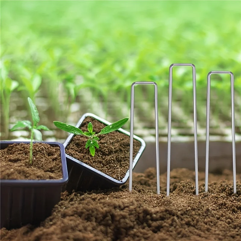 galvanized landscape staples, outdoor decorative stakes, anti weed barrier fabric anti rust staples, U-shaped tent