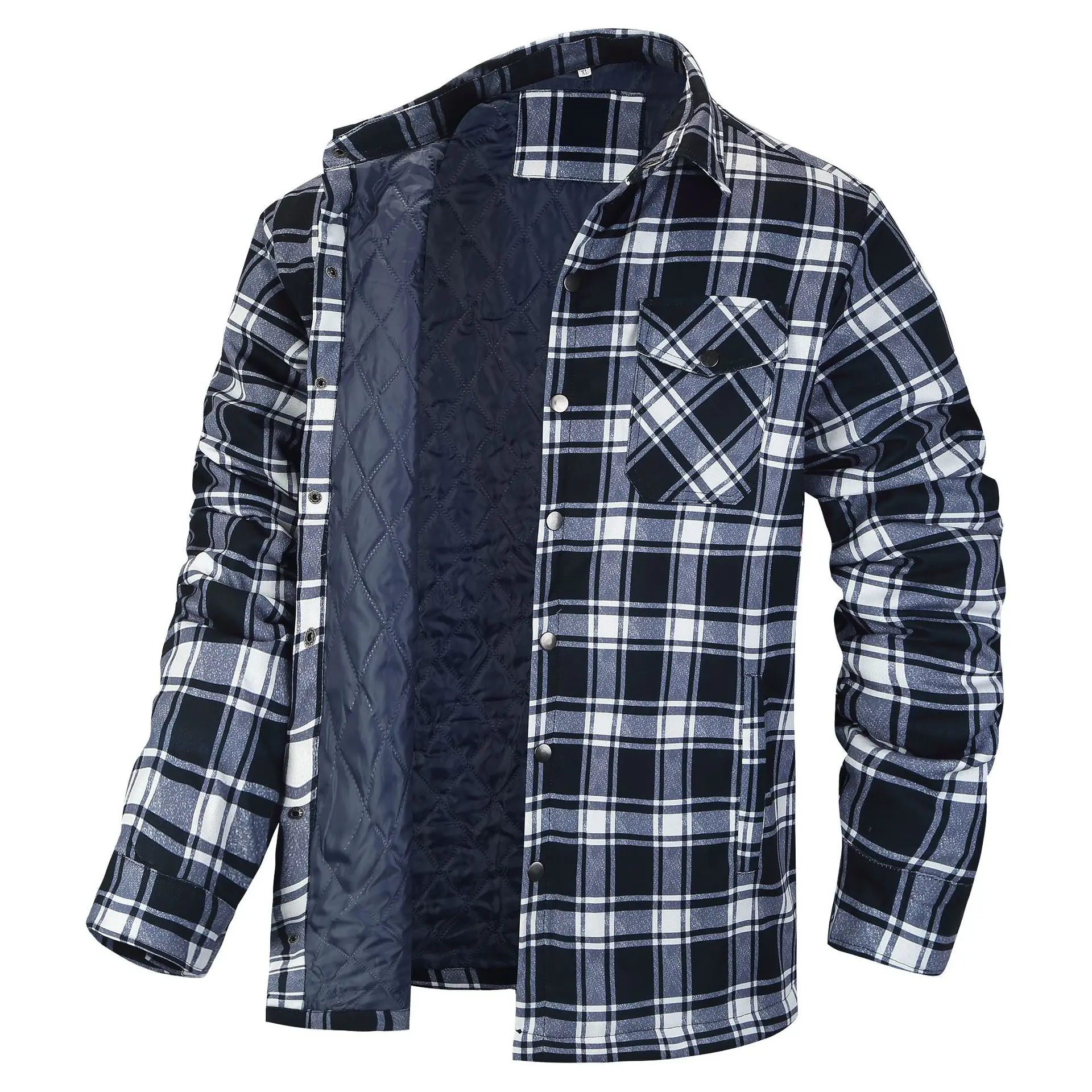 european and american men's clothing: 2025 new style long sleeved collar button down checked thick shirt men's jacket European and American men's clothing: 2025 new style long-sleeved collar button-down checked thick shirt men's jacket 4