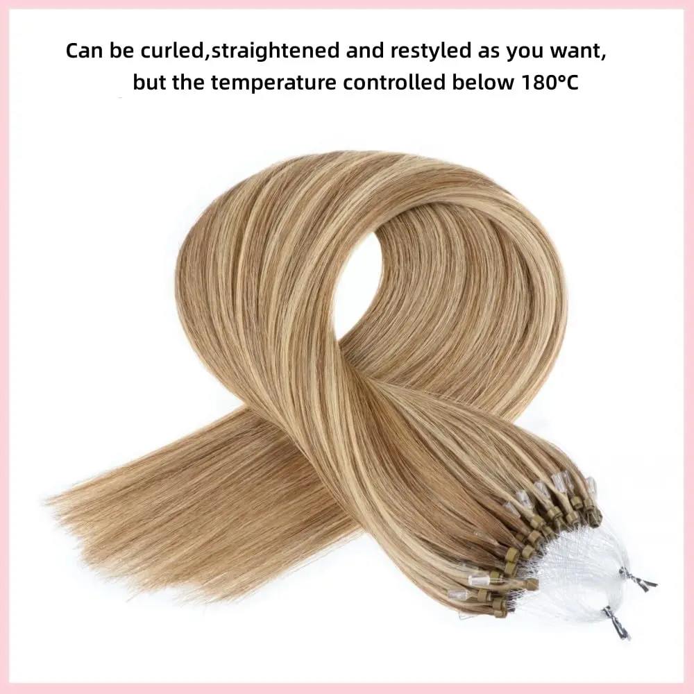 Estensioni dell'anello micro loop dritto al 100% per capelli umani Anelli piccoli di trama per un facile applicazione gratuita di danni - immagine 6