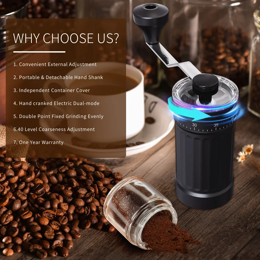 Premium Manual Coffee Grinder with 40-Gear Adjustable Ceramic Grinding Core