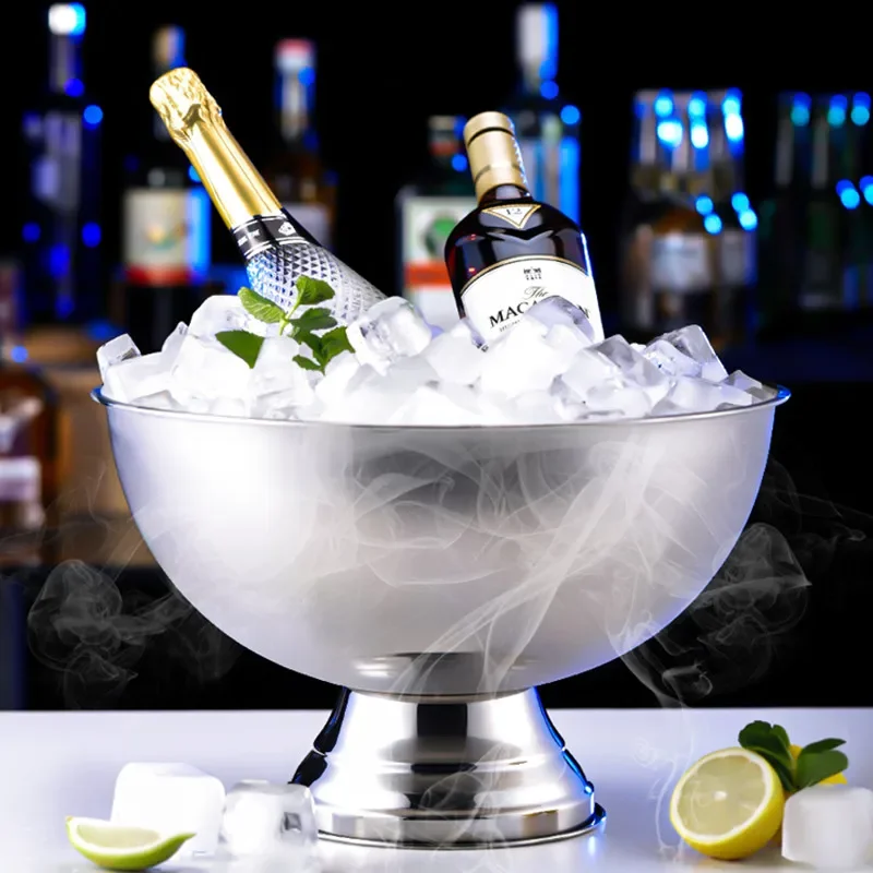 Stainless Steel Champagne Ice Bucket, KTV Bar Party Ice Wine Basin, Living Room Decoration, Creative Home, Hotel and Restaurant