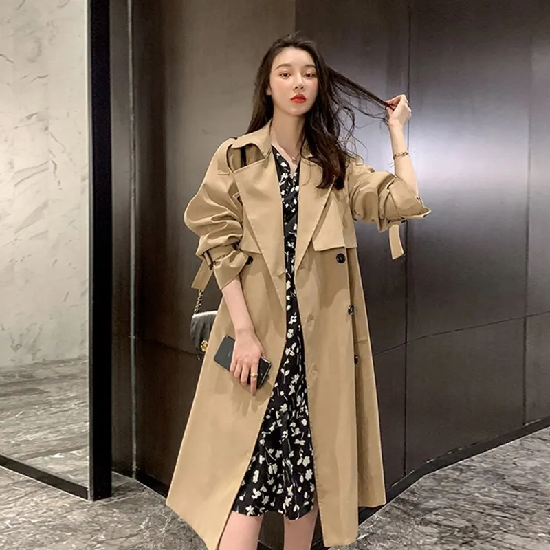 

Choichic Winter Clothes Women 2023 Solid Lapels Double Row Buttons Long Windbreaker For Women Jacket Trench Coat Tops Overcoat