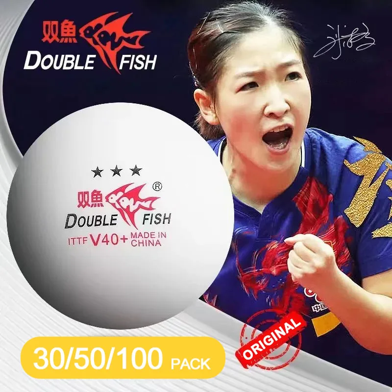 Ping Pong Balls Genuine DOUBLE FISH V40+ 3 Star 30Pcs Seamed ABS New Material ITTF Standard table tennis balls