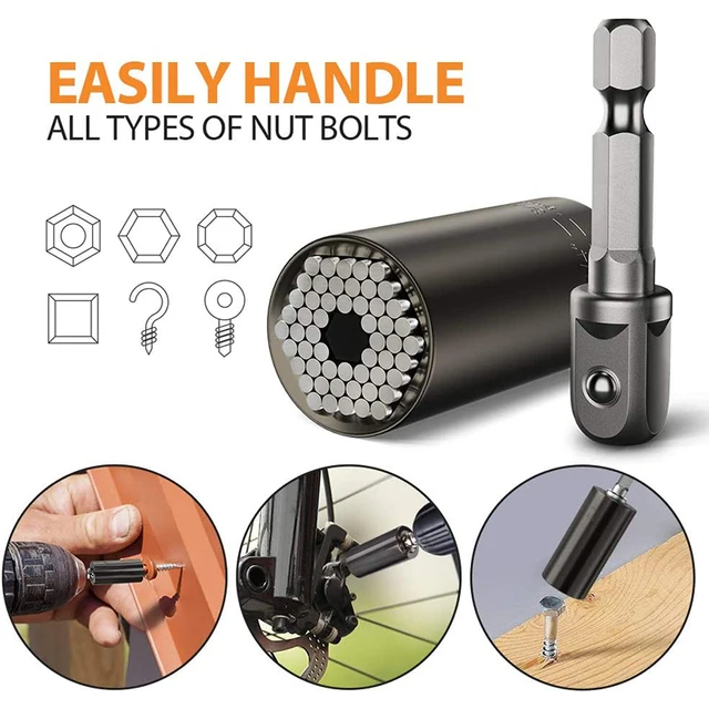 Herramientas de enchufe universales, juego de cabezal de llave dinamométrica, adaptador de taladro eléctrico de 7-19mm, buje de trinquete, llave inglesa, herramientas manuales mágicas múltiples - Imagen 3