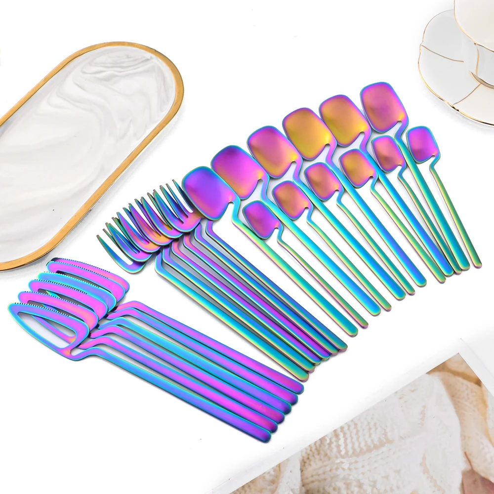 

AJOYOUS, 24 дюйма, искусственная вилка из нержавеющей стали, ложка, матовая кухонная утварь для западного дома, набор столовых приборов