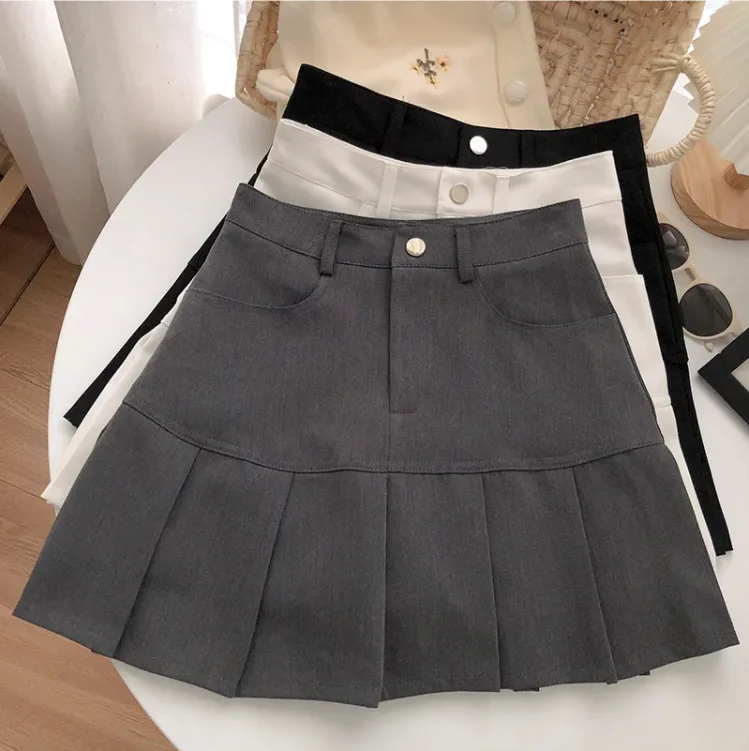 

baby girls skirts summer one button A-line pleated skirt Korean style kids clothing princess teenage 3 to 16 years