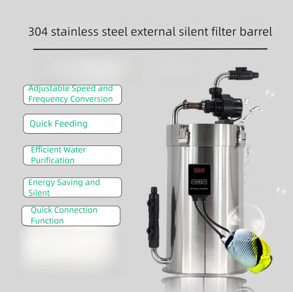 ปลาเย็นสแตนเลสกรองภายนอกบาร์เรลปั๊มน้ําแพคเกจการกรองขั้นสูงสุดสําหรับถังปลาถังเต่าถังกุ้ง 1