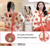 Padded and Thickened Warm Flannel Women Pajamas Loungewear Winter Peach Sleepwear Homewear Coral Velvet Two-Piece Set Nightwear - Image 6