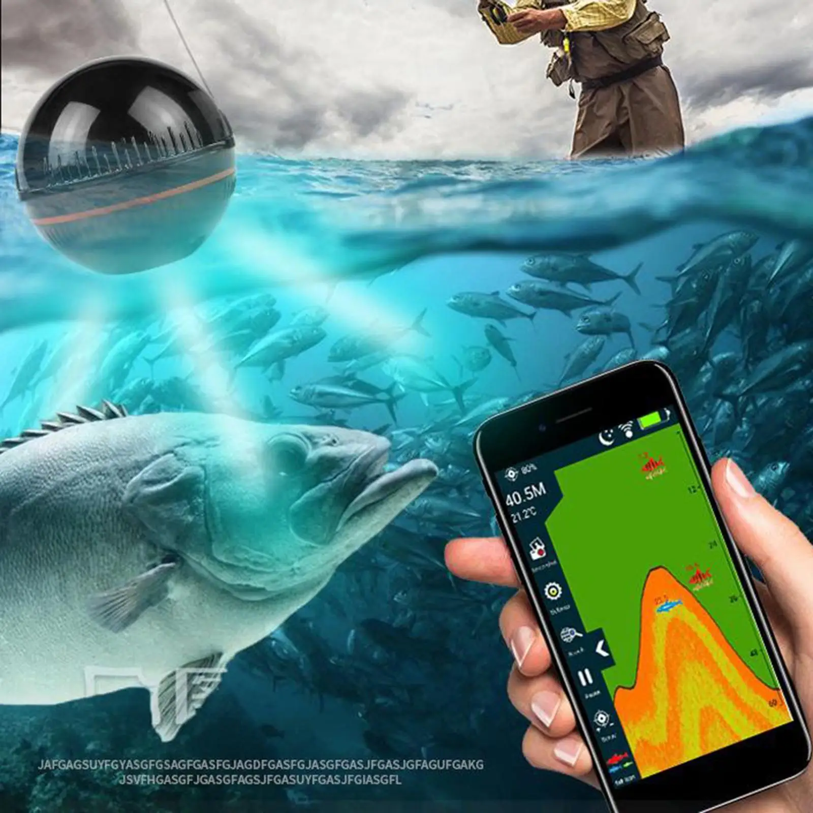 Fish Fish 0.6 Meters to 48 Meters Depth Fish Detect Sonar for Sea Fishing