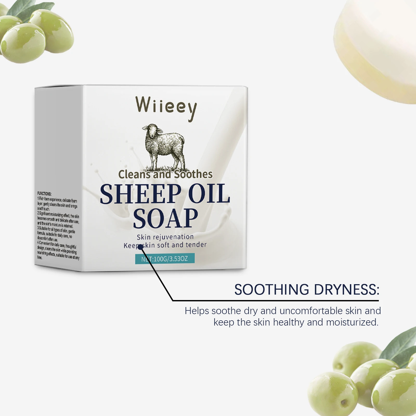 Lanolin Moisturizing Soap - Gentle, Refreshing & Oil-Control Soap for Body Cleansing, Facial Cleansing and Bathing