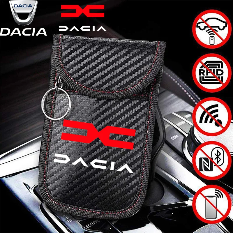Carbon Fiber Car Keys Case Keychain RFID Shielding Key Credit Card For