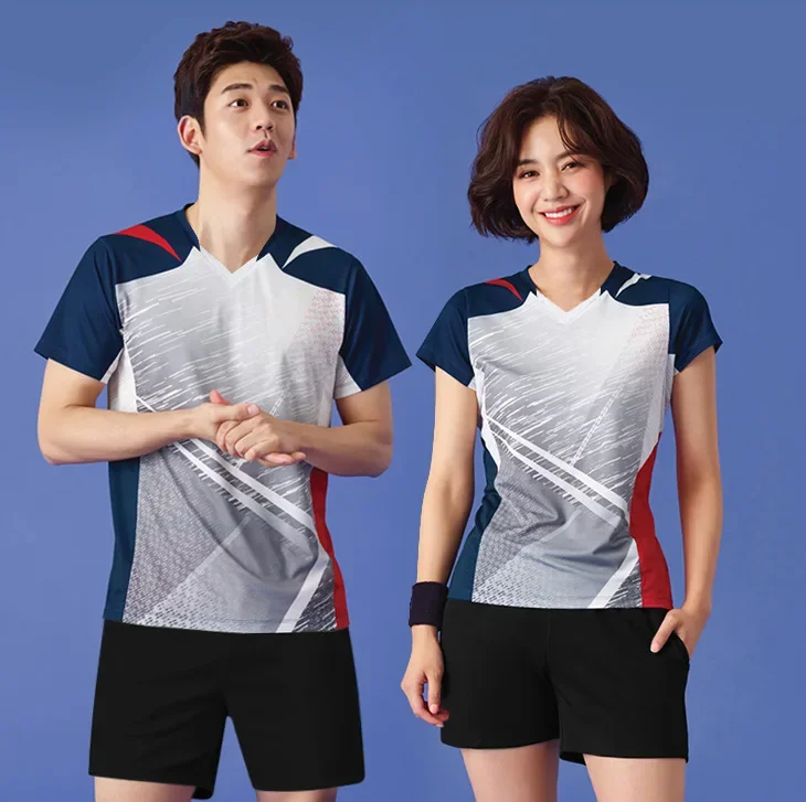 New Badminton Uniform Set Women's Sport Quick Dry Breathable Short Sleeve Shorts Men's Competition Uniform Table Tennis Shirt Pr