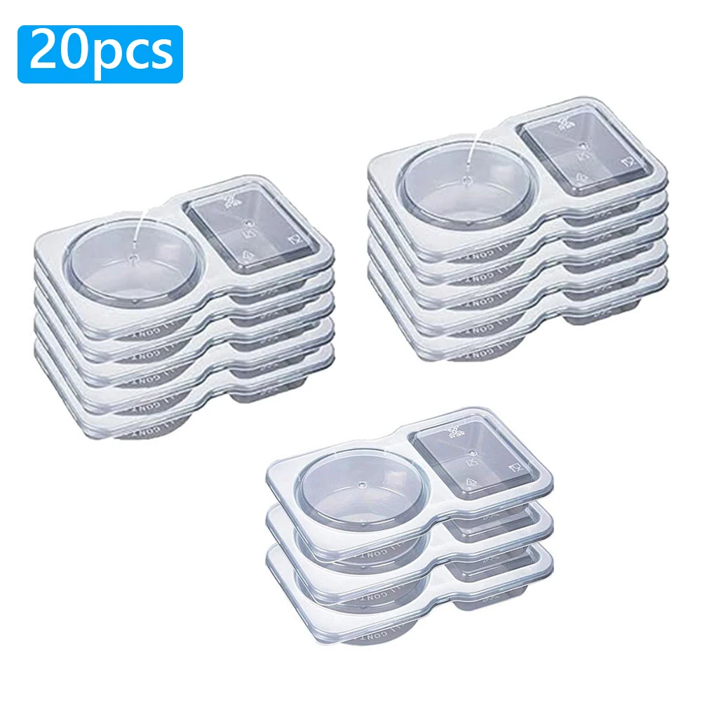 Portable Snack Containers Double Compartment Clear Seasoning Box Leak Proof Sealed Plastic Portion Cup Home Kitchen Accessories