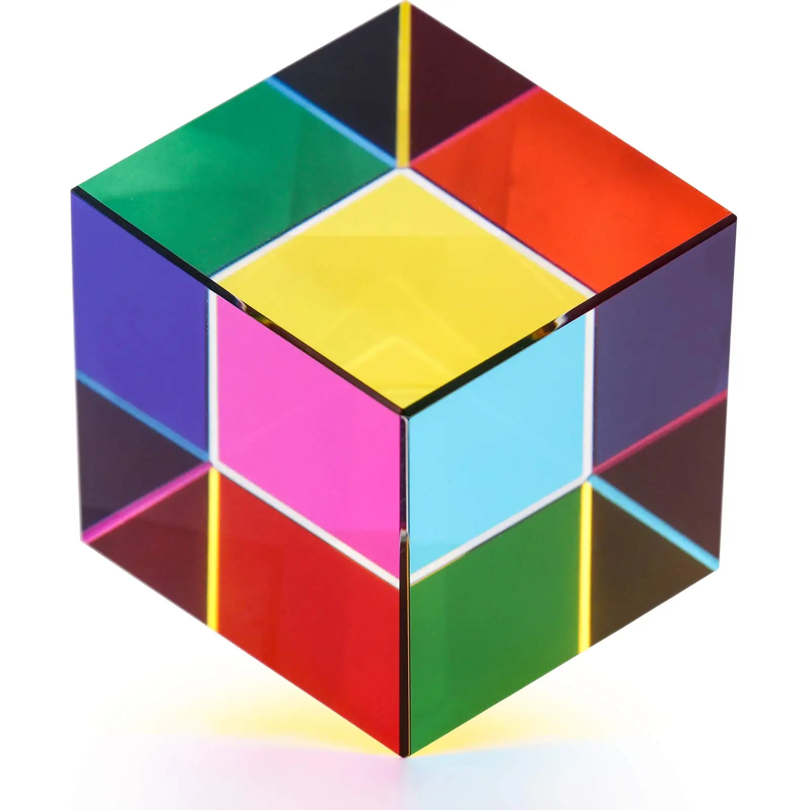 Color Cube Prism  Three Primary Colors Popular Science Optical Color Experiment Toys Home Color Decoration