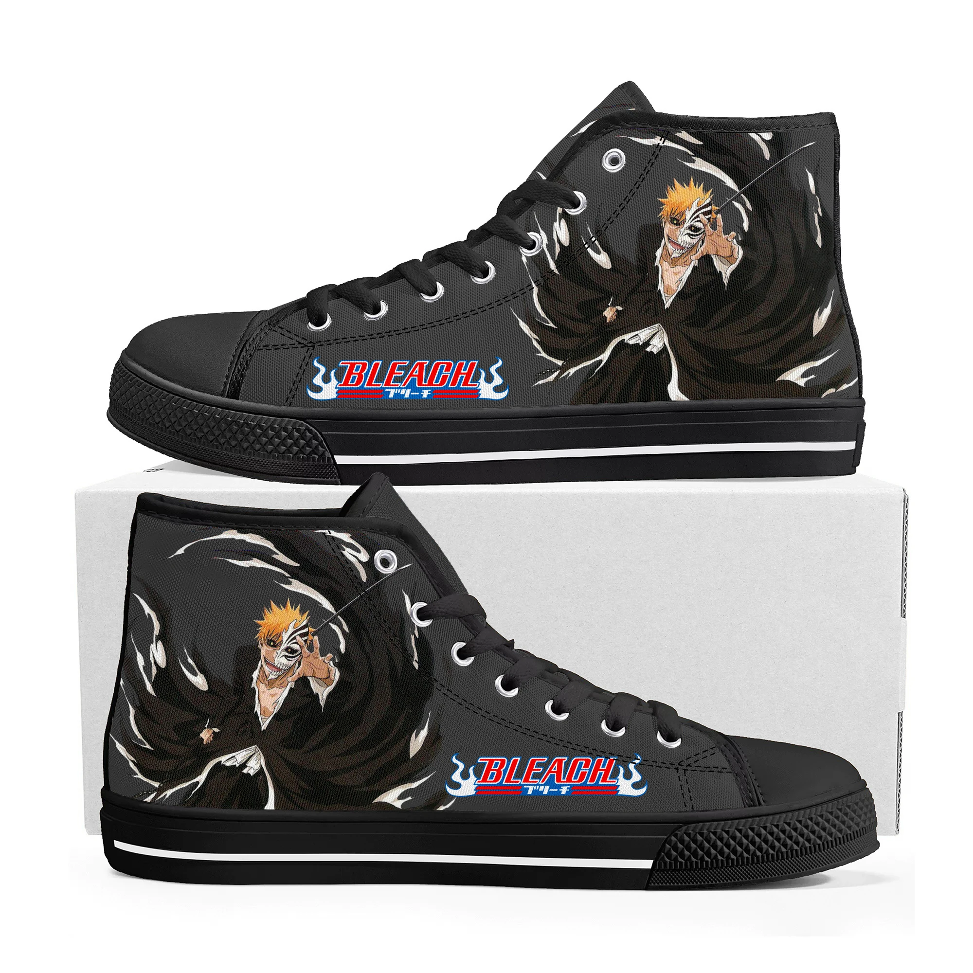 

Anime Bleach Kurosaki Ichigo High Top Sneakers Mens Womens Teenager High Quality Canvas Sneaker Casual Couple Shoes Custom Shoe