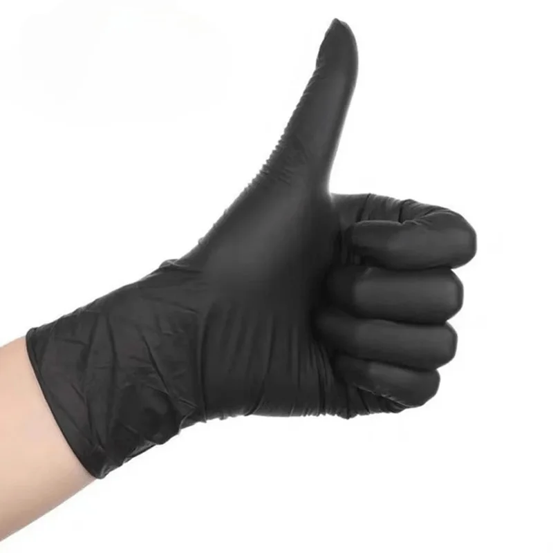 thumbnail image 1 of Guantes de nitrilo negros desechables para uso doméstico, sin látex, sin polvo, para limpieza, tatuajes, herramientas de peluquería, 50/100 unidades, 1 of 5