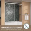 Double Sliding Bathtub Door for Shower Semi Frameless Bypass Glass Shower Doors for Bath Tub with Tempered Glass Brushed 3