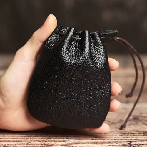 Vintage Coin Purse Men Women Genuine Leather Casual Small Coin Wallet Hard Leather Money Pocket Drawstring Storage Bag NUPUGOO - Image 4