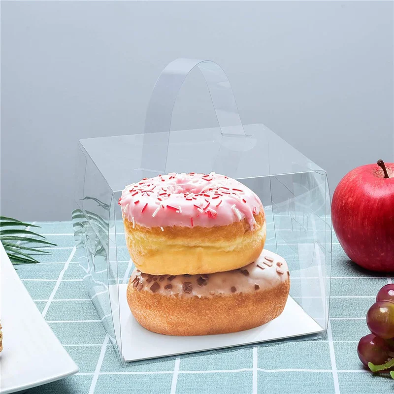 100 teile/los 4 Größe transparente Kunststoff tragbare Box Dessert Mousse Griff Hochzeit Geburtstags feier Kuchen erhöhen Verpackungs boxen – Detail 4