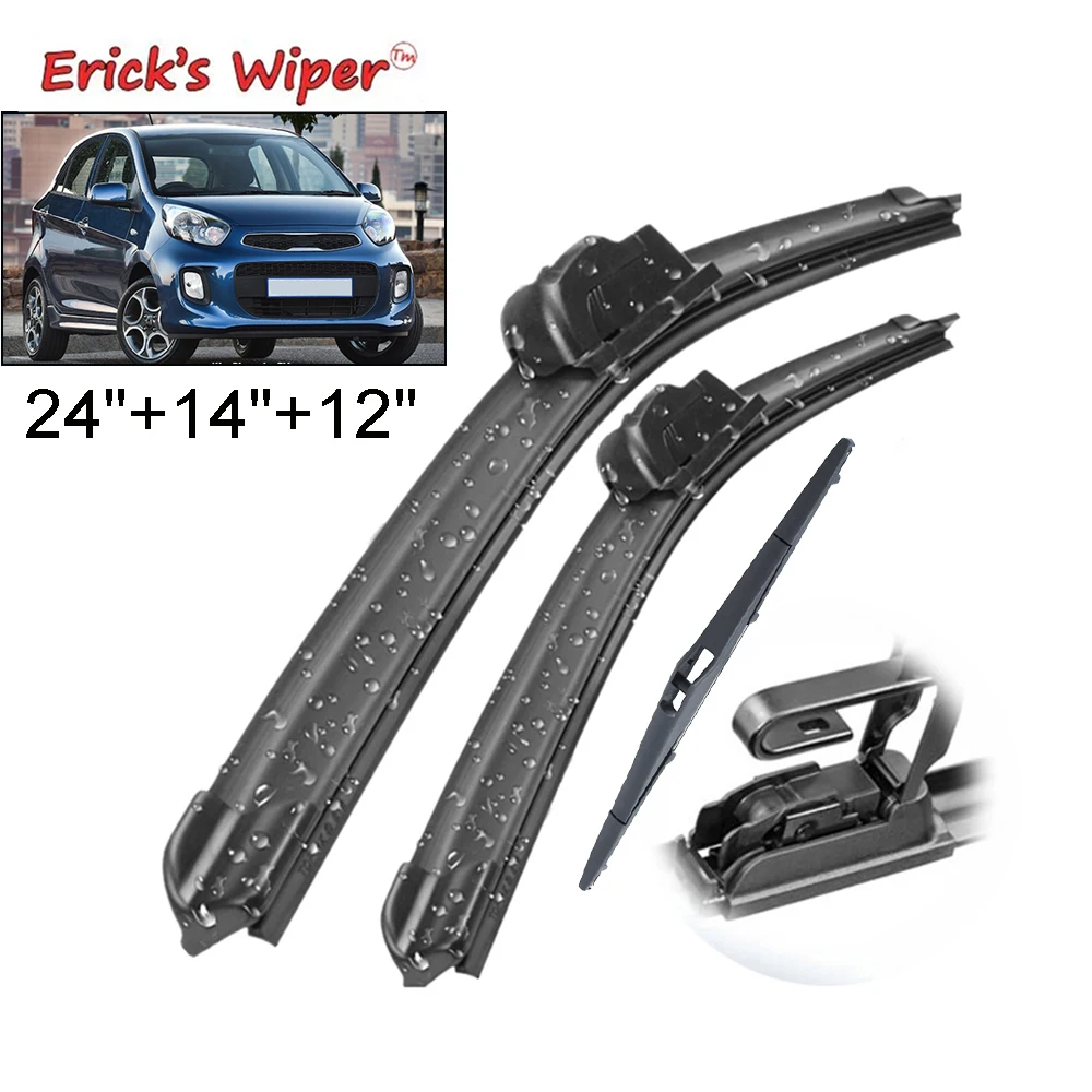 Erick's Wiper Front & Rear Wiper Blades Set Kit For Kia Picanto Ta Mk2