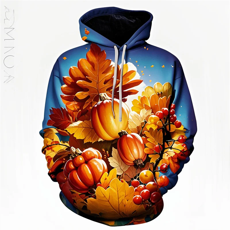 thumbnail image 1 of Sudadera con capucha para el día de Acción de Gracias con estampado 3D para hombre, sudadera con estampado de calabaza y pavo feliz, camisetas de calle de otoño, jerséis de manga larga, 1 of 5